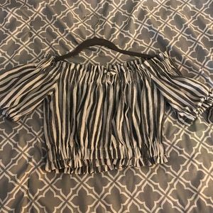 Ruffled Crop Off the Shoulder Top